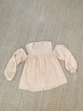 AUDRA 100% Silk Peach Jacquard Cold Shoulder Blouse Sz 4 Small $925